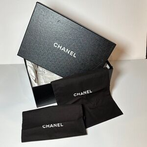 CHANEL | Authentic Black Shoe Gift Box with 2 Dust Covers and Tissue Paper